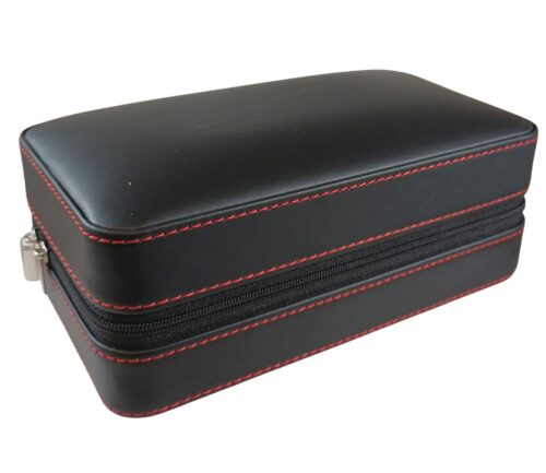 Astuccio per 6 sigari in similpelle nera con interno in cedro